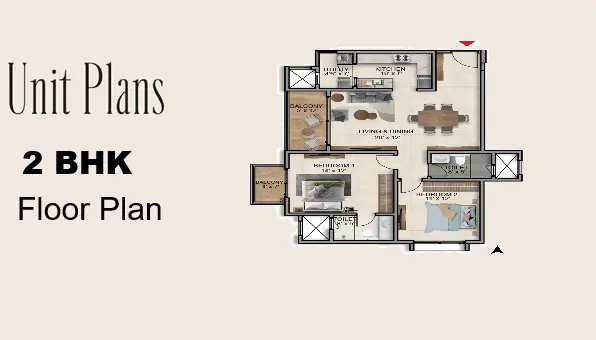 Mahindra Navrat 2 BHK Floor Plan