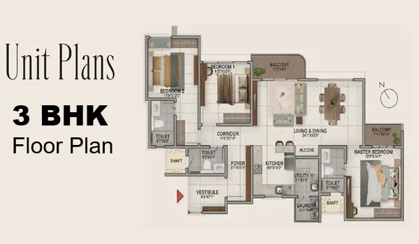 Mahindra Navrat 3 BHK Floor Plan