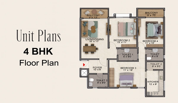 Mahindra Navrat 4 BHK Floor Plan